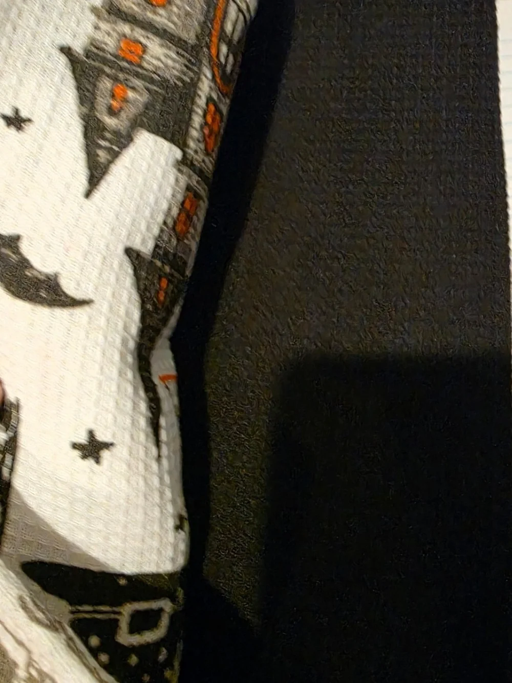 Halloween Haunted House & Skeleton Kitchen Towel - Orange, Black, Gray Set Of 3